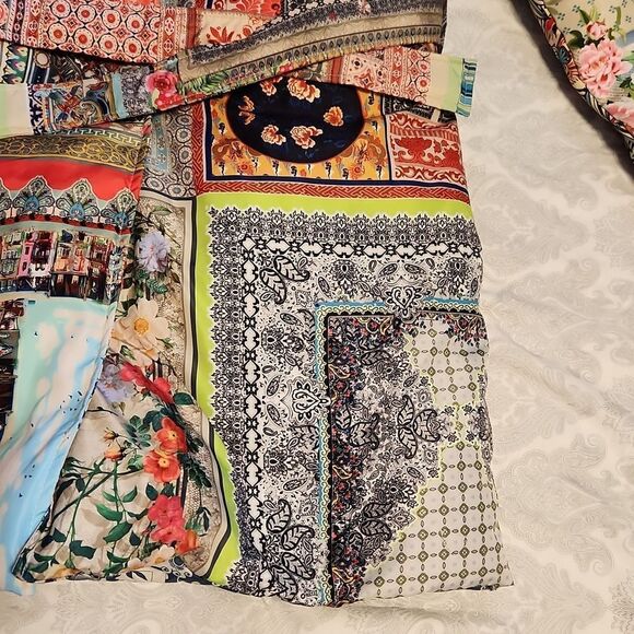 Johnny Was reversible patchwork print down puffer jacket - Picture 9 of 14